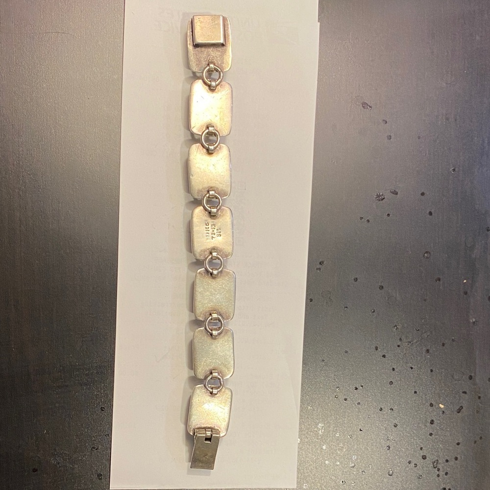 Vintage taxco mexico multi stone heavy sterling bracelet 7.5” - Picture 5 of 7